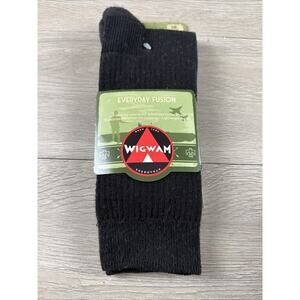 Wigwam Everyday Fusion Crew Socks F8020 Black Large Men 9-12 Women 10-13